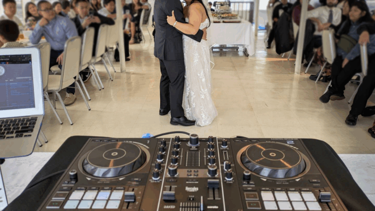 Destination wedding DJ performing at wedding reception in Japan